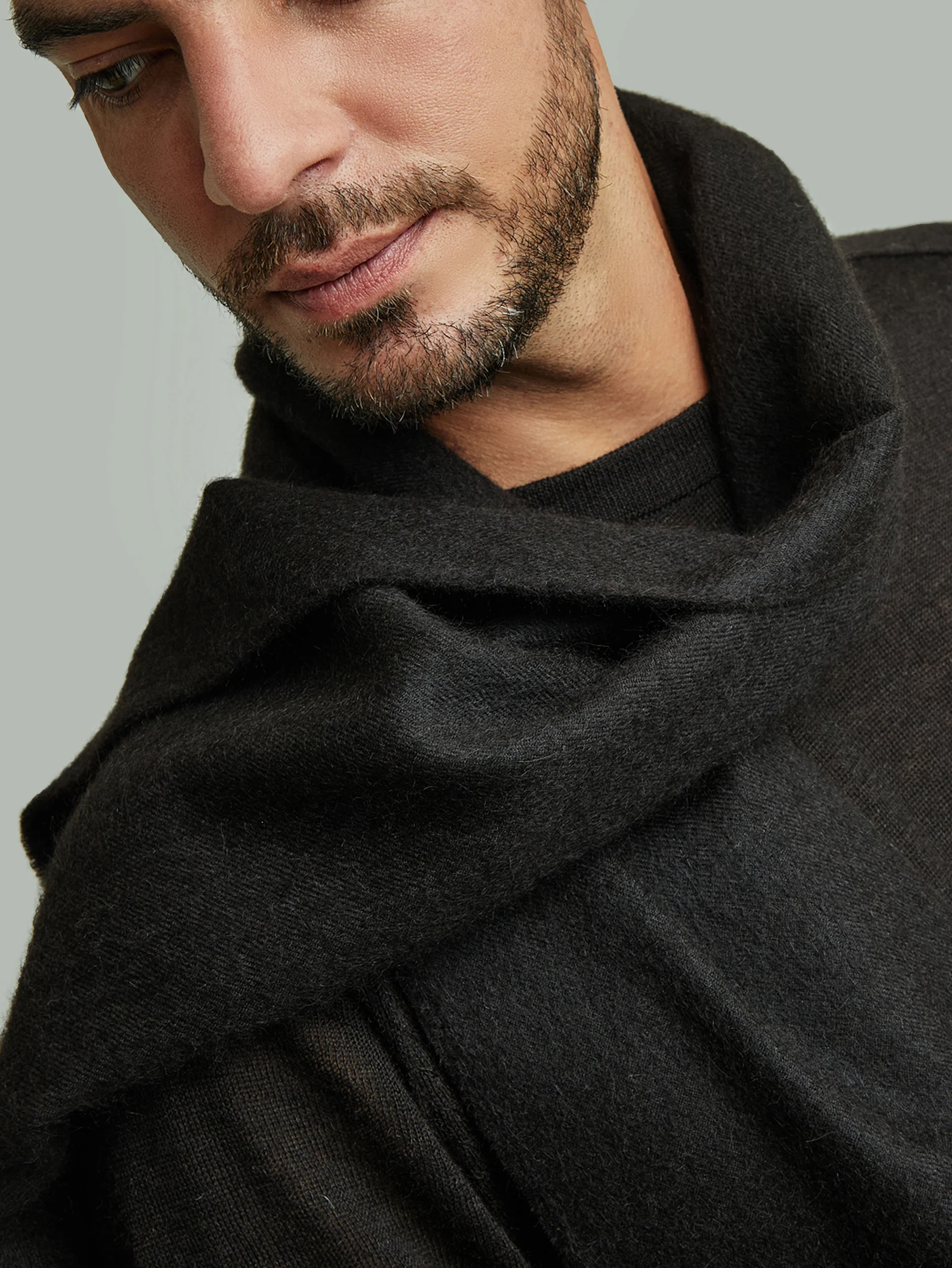 Before Scarf Baby Alpaca Black Color Black - Image 5