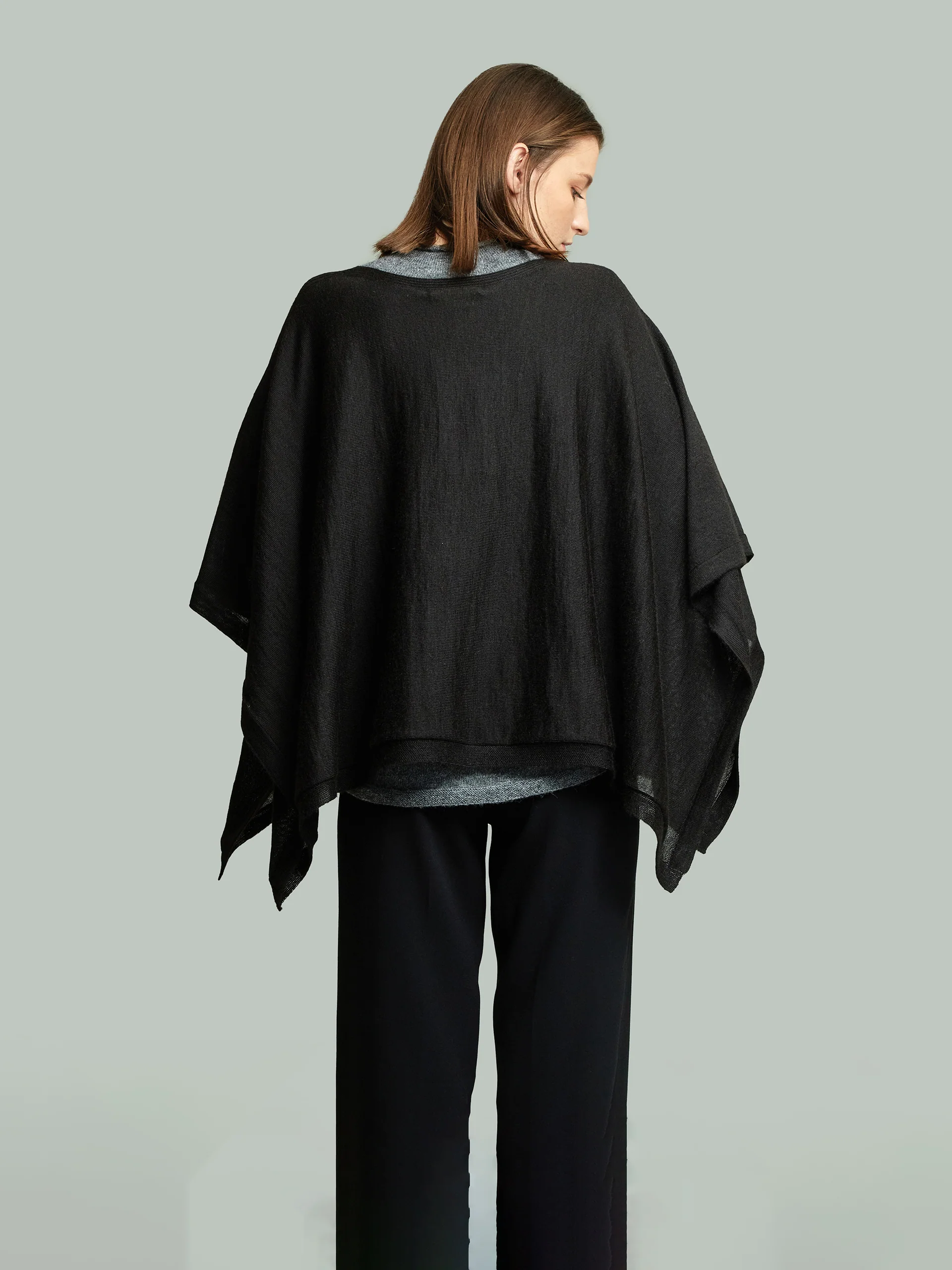 Britany Poncho Baby Alpaca Black Color Black - Image 3