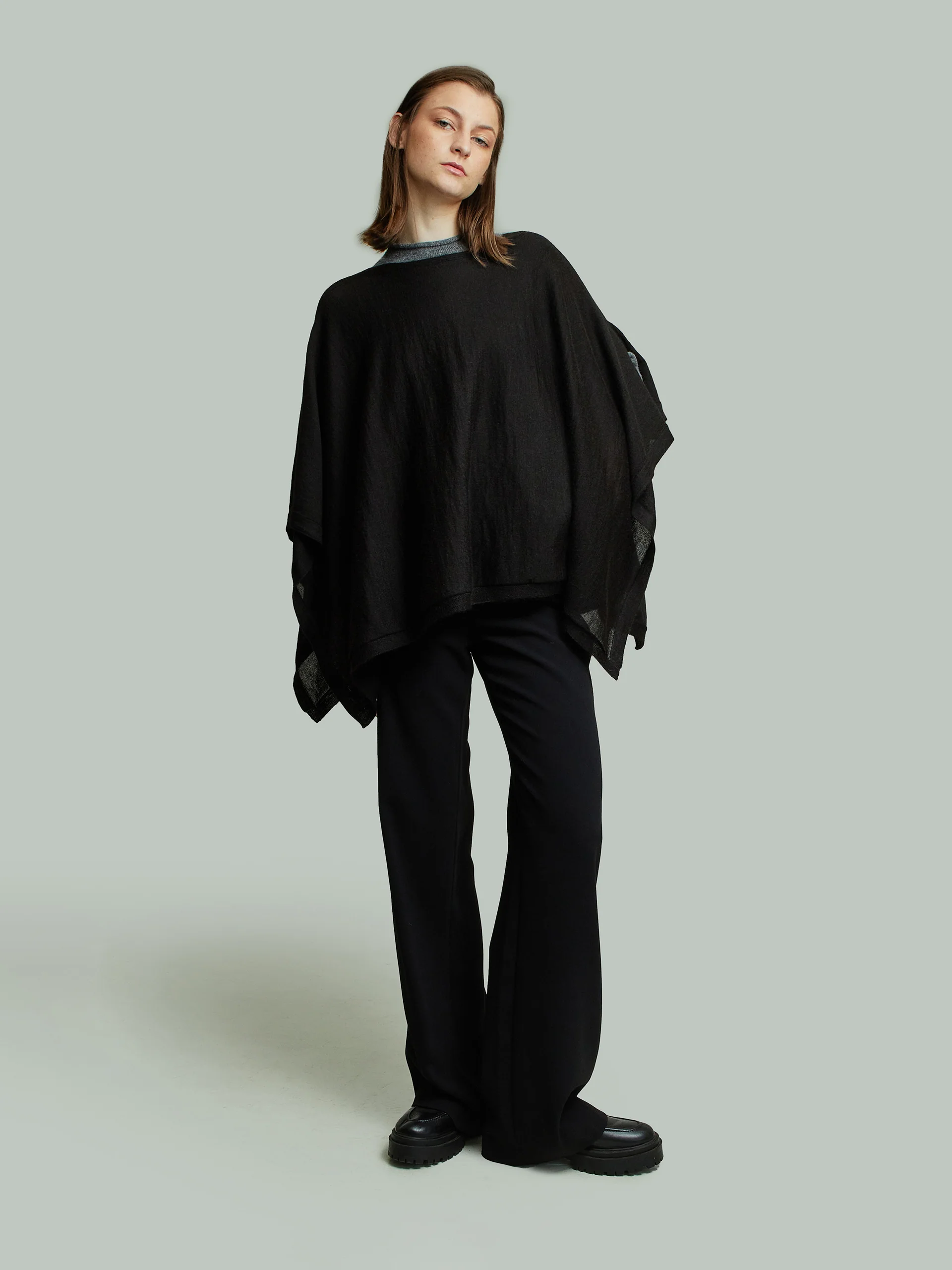 Britany Poncho Baby Alpaca Black Color Black - Image 4